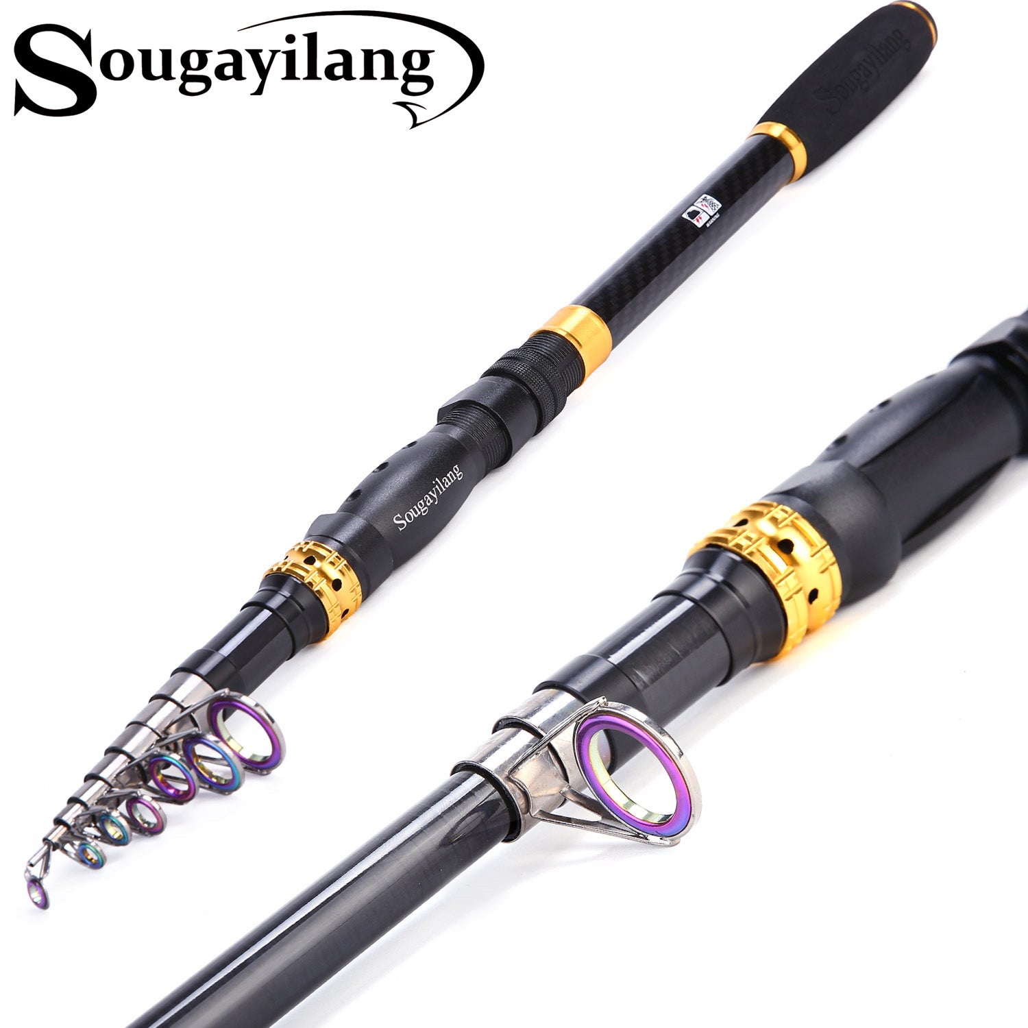 SlimpleStudio fishing rod Ultra Short Fishing Rod Pole Telescopic Smooth  Guide Ring Anti-slip Handle Portable for Anglers-2.3m Fishing Pole (Size 