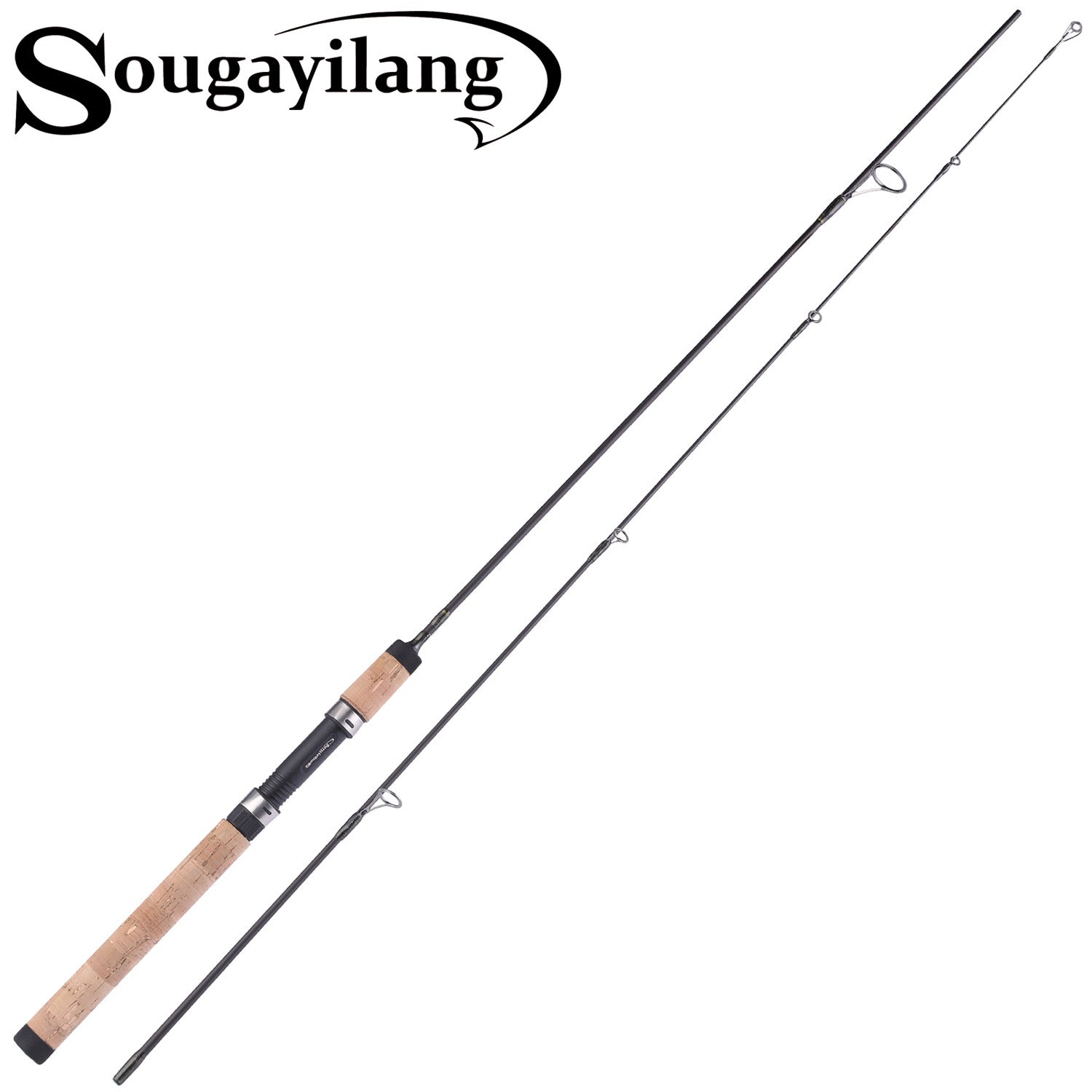 Sougayilang Fishing Rods Graphite Lightweight Ultra Light Trout Rods 2  Pieces Cork Handle Crappie Spinning Fishing Rod