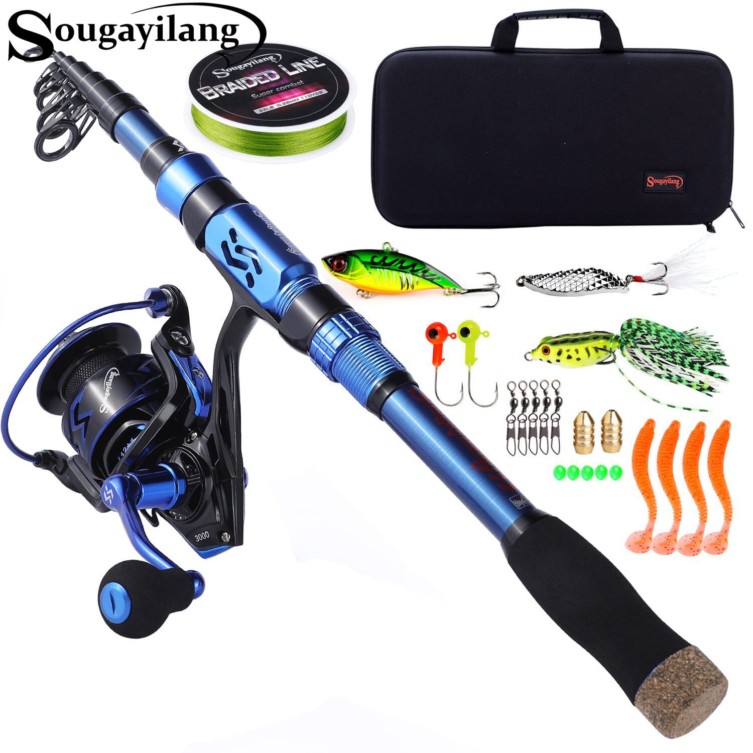  Portable Fishing Rods Telescopic Fishing Rod Set Ultralight  Weight Rod Spinning Reel Line Lure Hook Accessories Full Kits Telescopic Fishing  Pole (Size : 1.8m Rod 1000 Reel, Color : Rod